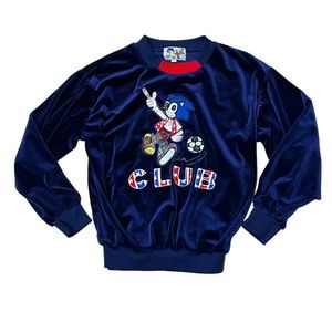 Vintage SONIC the Hedgehog Velour Crewneck Sweaterb